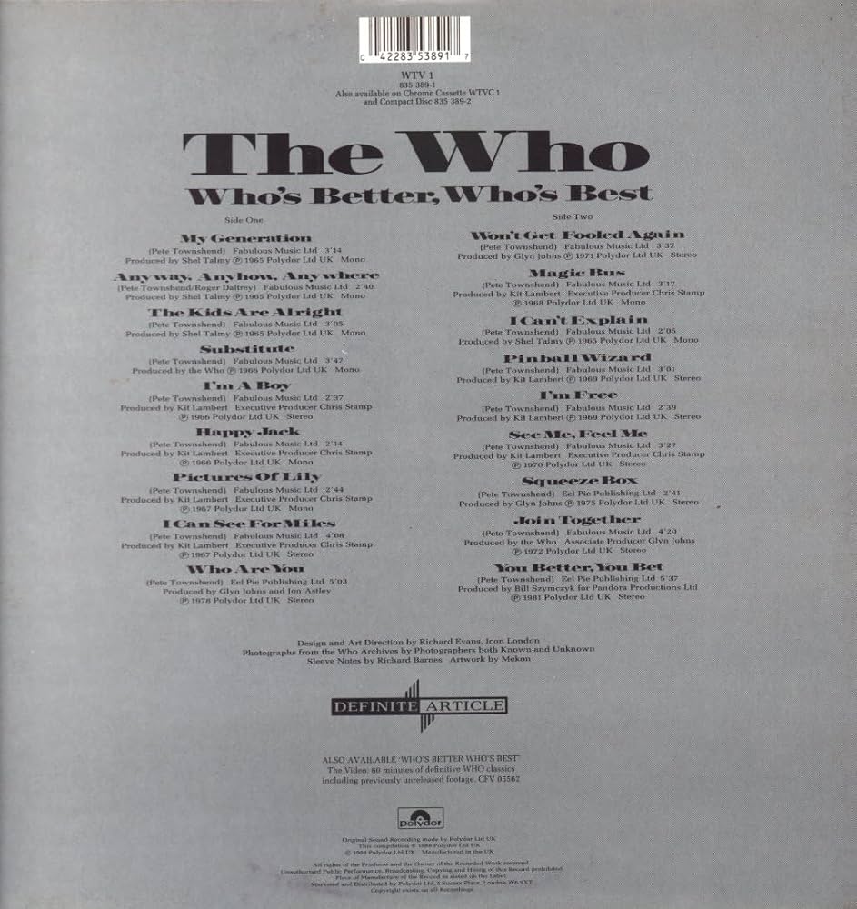 その他 Who&#39;s Better Who&#39;s Best (Rmst Rstr Ac3 Dol Dts) The Who – Who's Better, Who's Best | Releases | Discogs